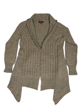Berretti Mohair Wool Blend Women’s M Cable Knit Draped Cardigan Taupe